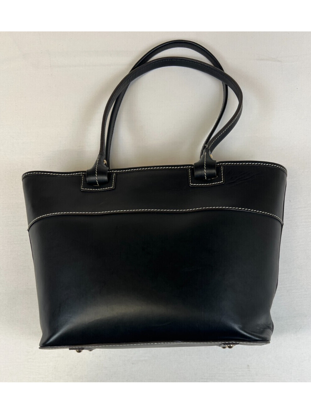 Dooney & Bourke Black Leather Tote Shoulder Bag Gold Hardware Handbag